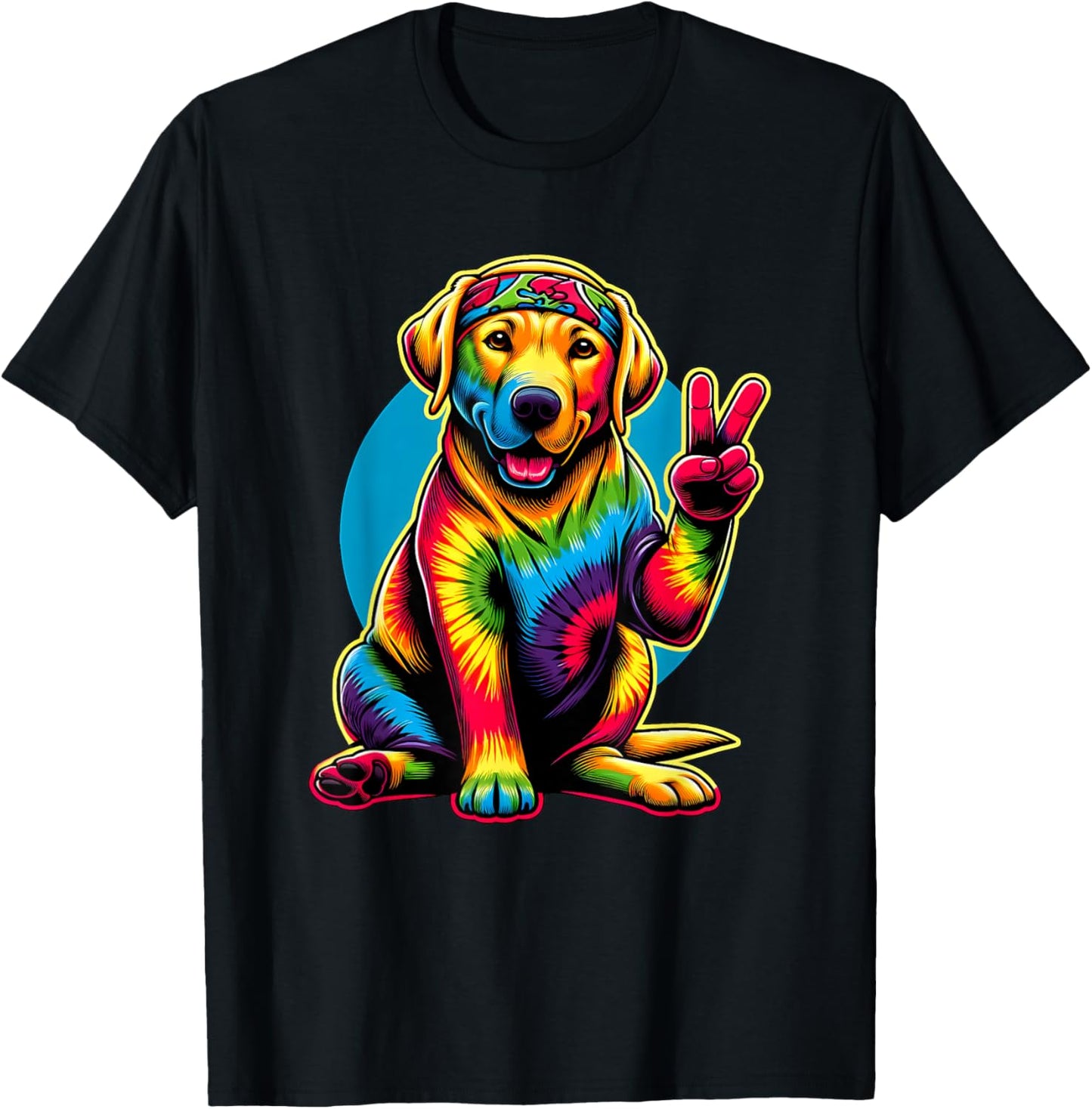 Peace Sign Tie Dye Labrador Retriever dog T-Shirt - T-Shirt | Black