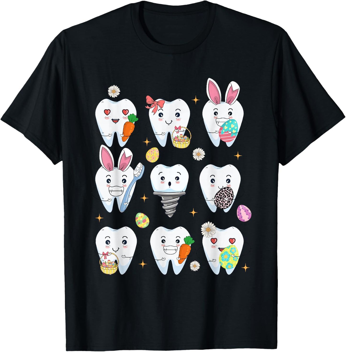 Teeth Easter Dentist Dental Assistant Easter Day T-Shirt - T-Shirt | Black