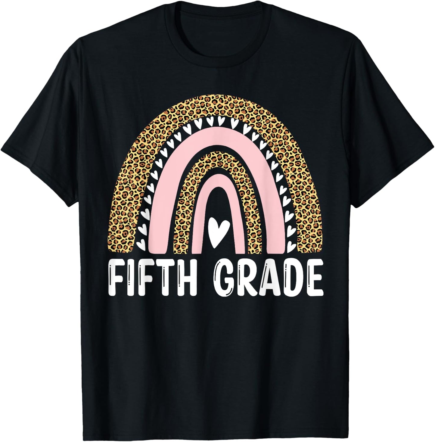 Fifth Grade Teacher Student Team Leopard Back To School Women Kids T-Shirt - T-Shirt | Black