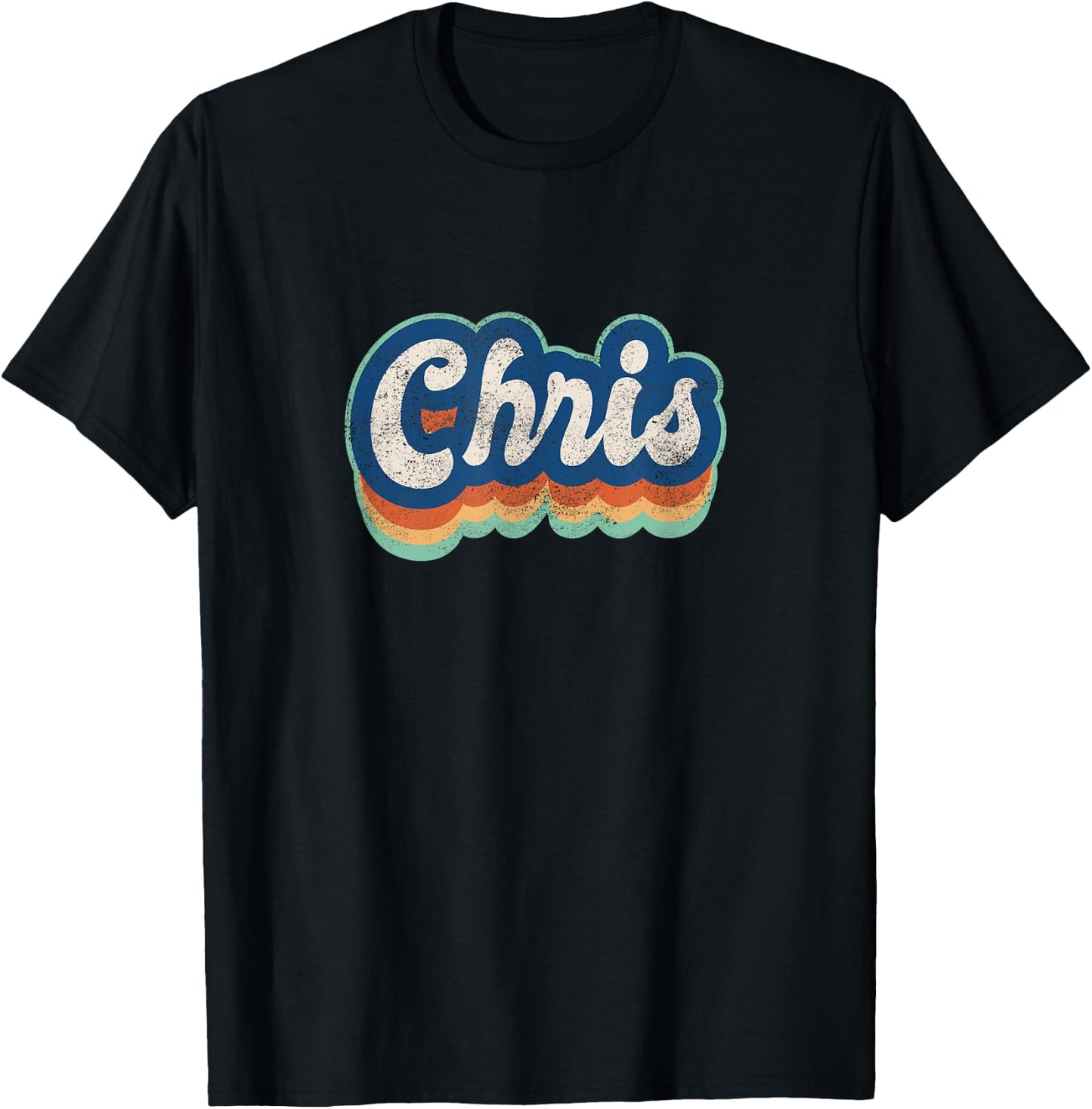 Chris First Name Boy Vintage Style 70s 80s Personalized T-Shirt - T-Shirt | Black