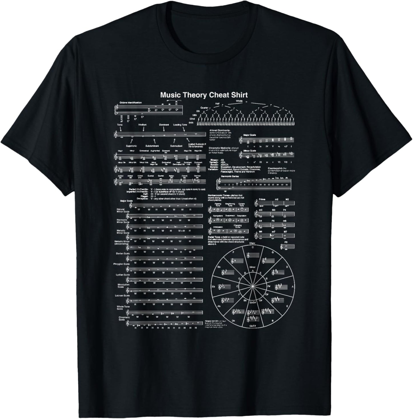 Music Theory Cheat Sheets Music Note Music Teacher Musician T-Shirt - T-Shirt | Black