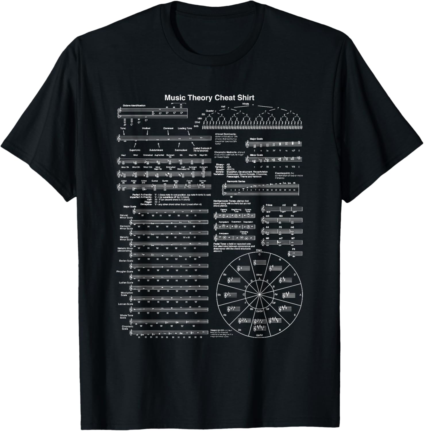 Music Theory Cheat Sheets Music Note Music Teacher Musician T-Shirt - T-Shirt | Black