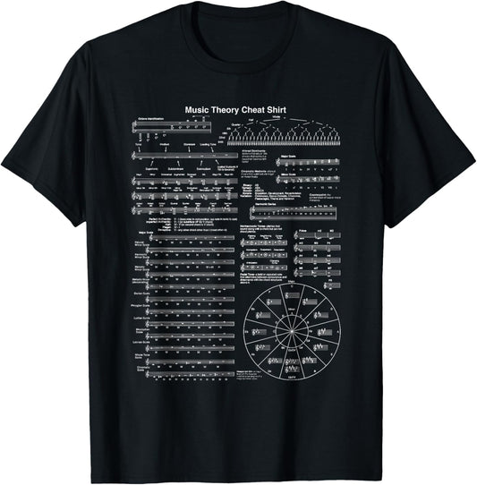 Music Theory Cheat Sheets Music Note Music Teacher Musician T-Shirt - T-Shirt | Black