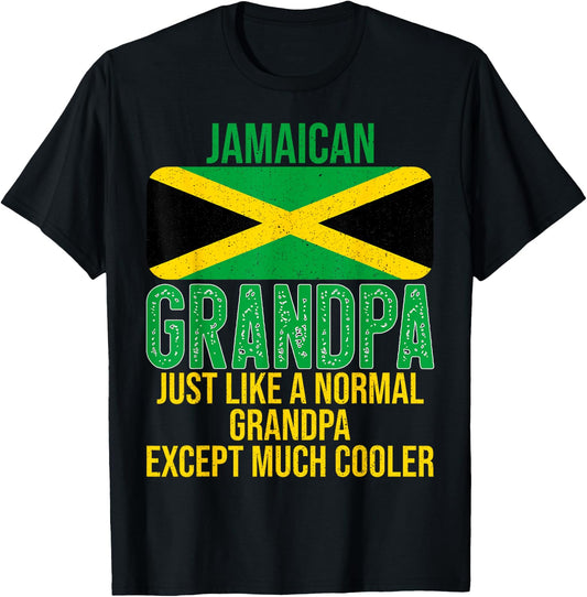 Vintage Jamaican Grandpa Jamaica Flag for Father's Day T-Shirt - T-Shirt | Black