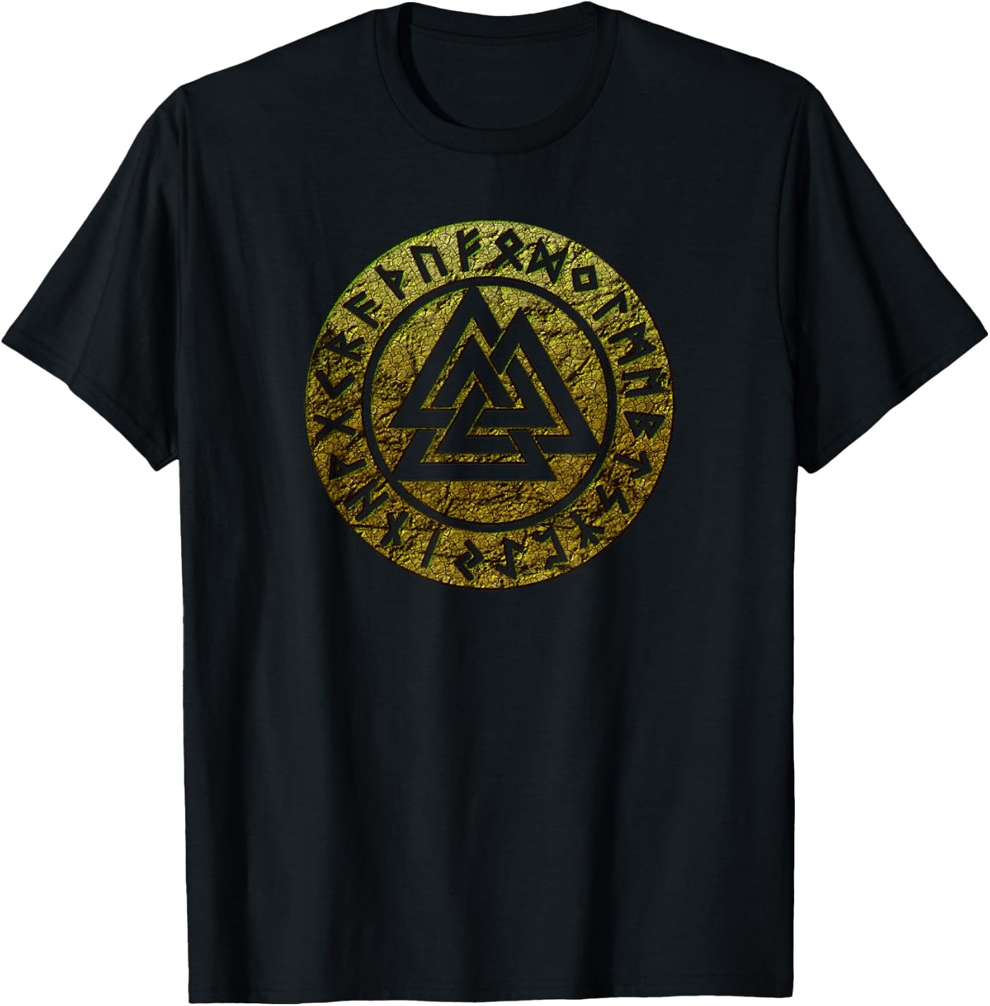 Valknut Wotan Knot Viking Odin Runes Asgard Valhalla Thor T-Shirt - T-Shirt | Black