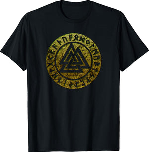 Valknut Wotan Knot Viking Odin Runes Asgard Valhalla Thor T-Shirt - T-Shirt | Black