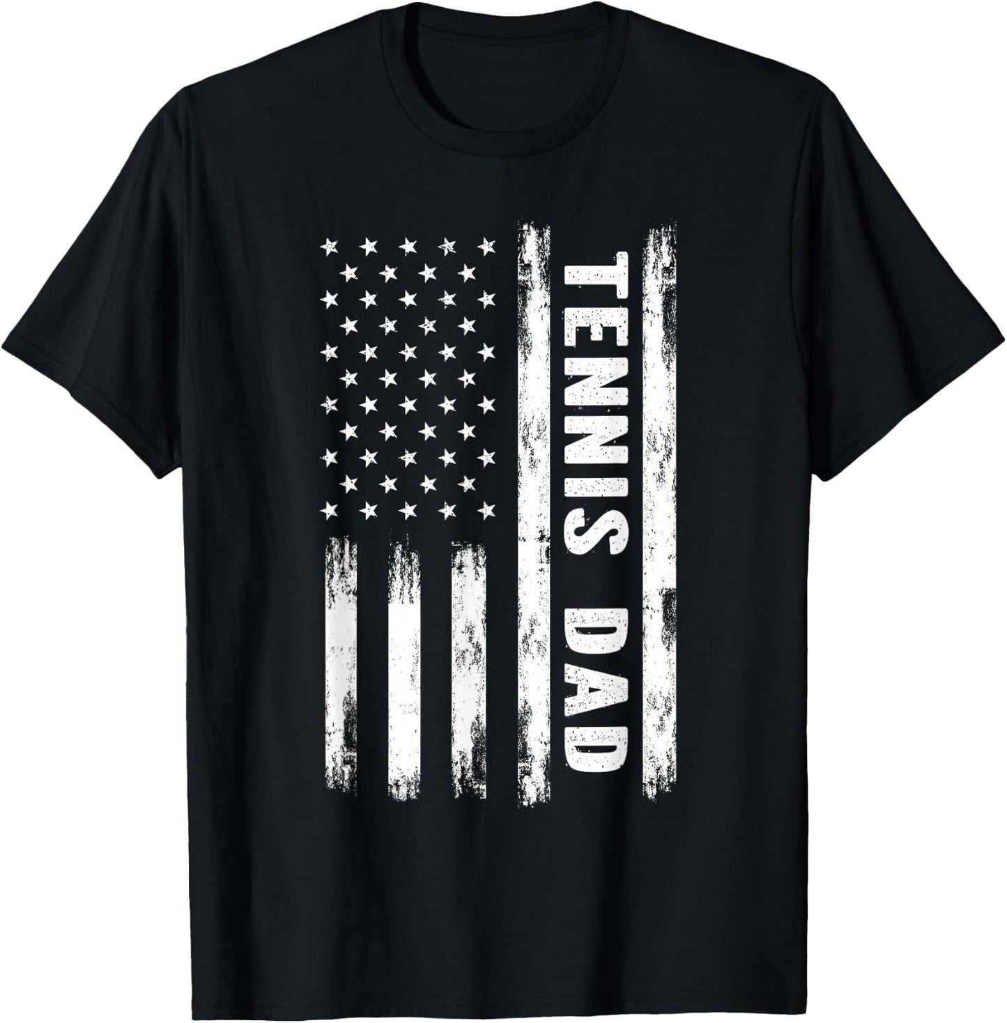 Tennis Dad American Flag Grunge Retro Vintage T-Shirt - T-Shirt | Black