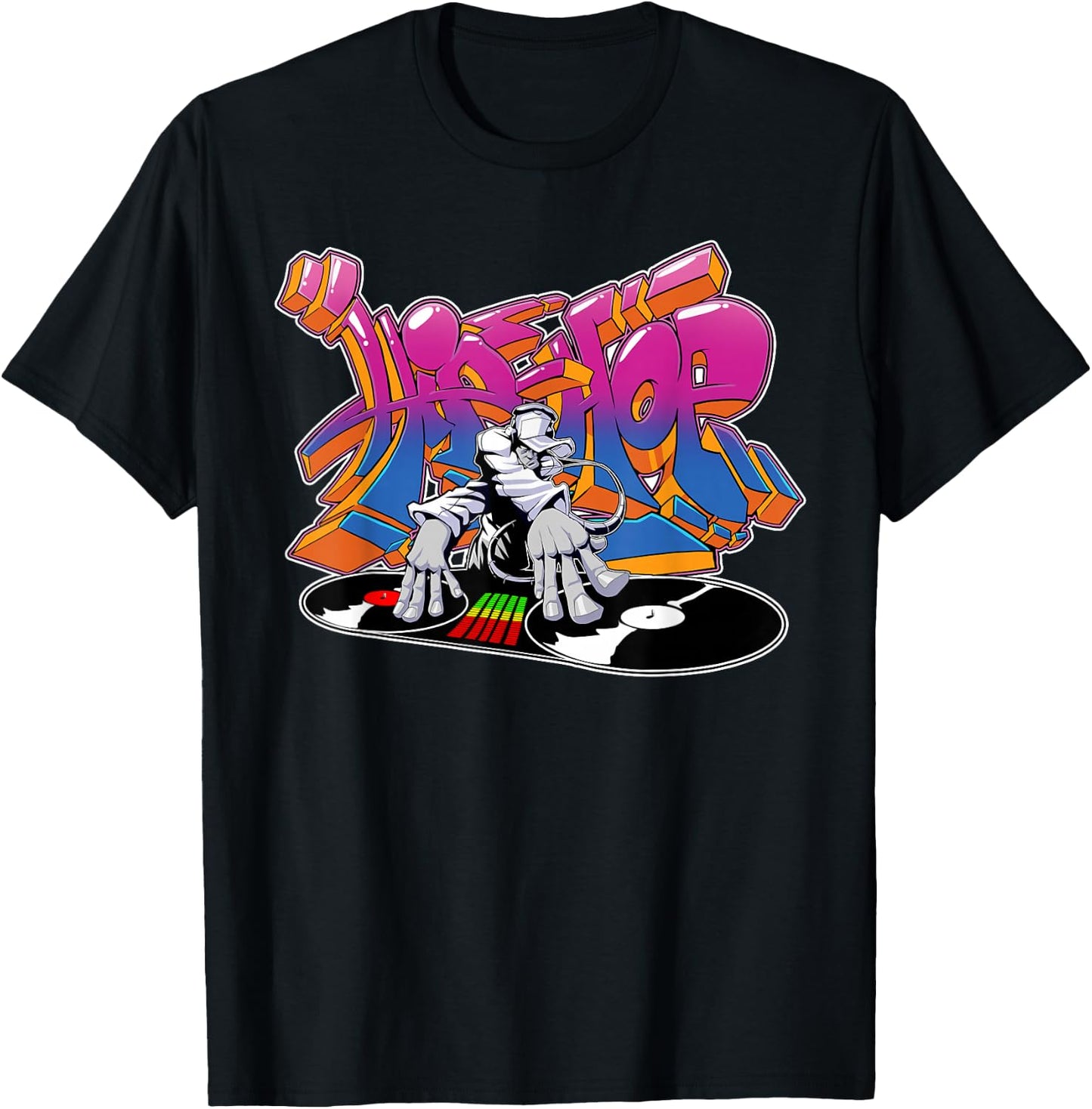 Old School 80s HipHop DJ Graffiti T-Shirt - T-Shirt | Black
