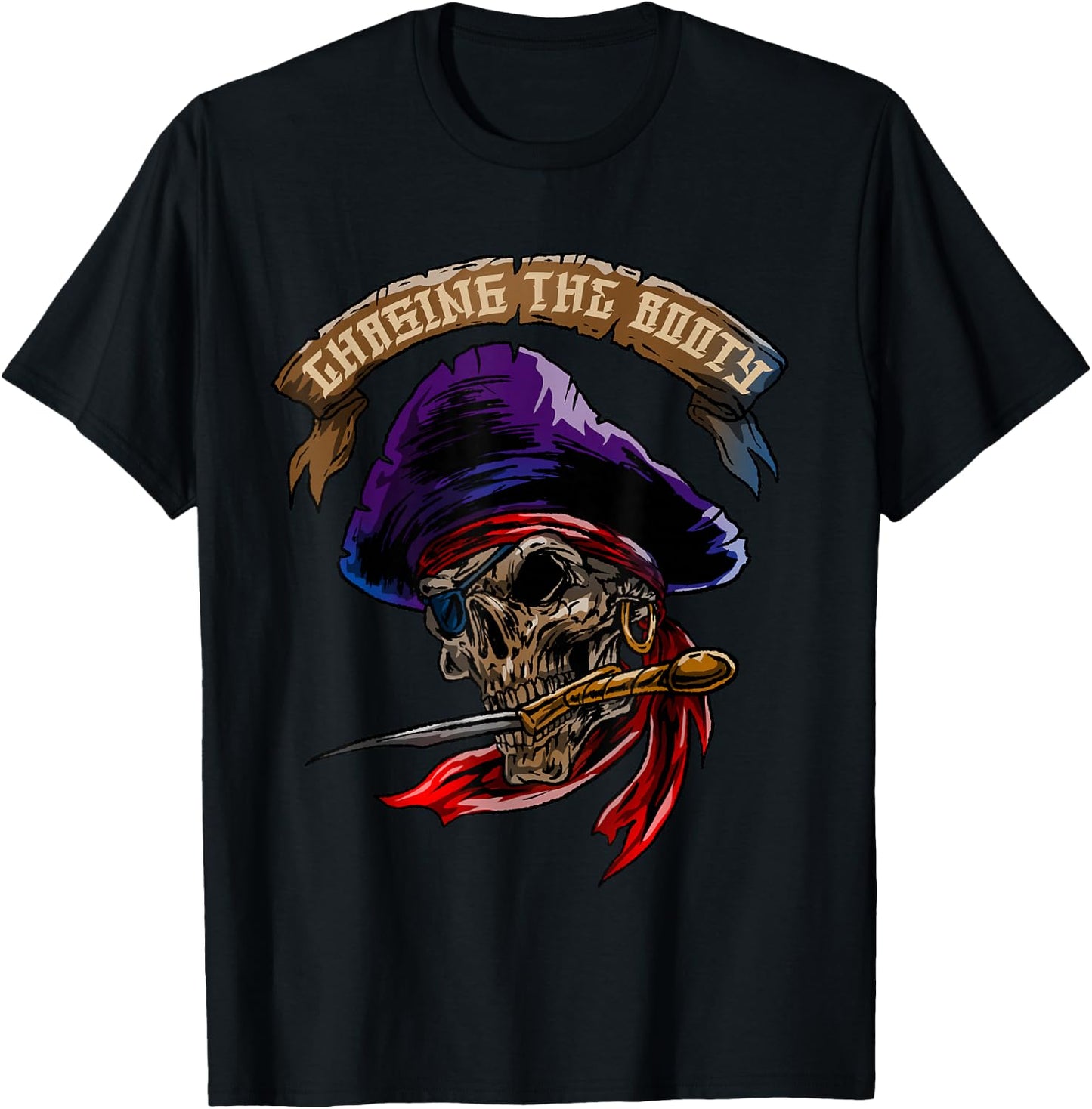 Pirate Skull Sea Thief Buccaneer Cool Sailor Man Gift T-Shirt - T-Shirt | Black