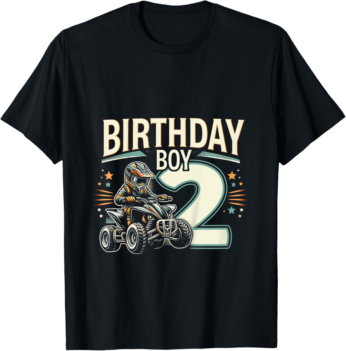 Kids 2 Year Old quad ATV Four Wheeler 2nd Birthday Boy T-Shirt - T-Shirt | Black