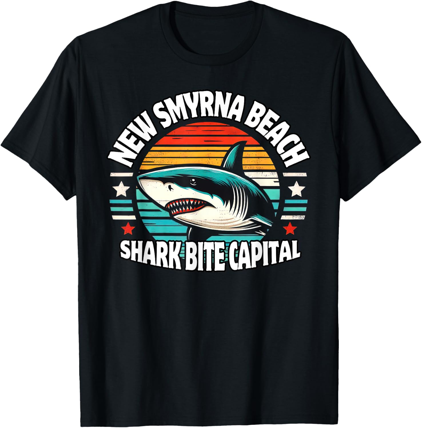 New Smyrna Beach: Shark Bite Capital Of The World Graphic Men Women Kids T-Shirt - T-Shirt | Black
