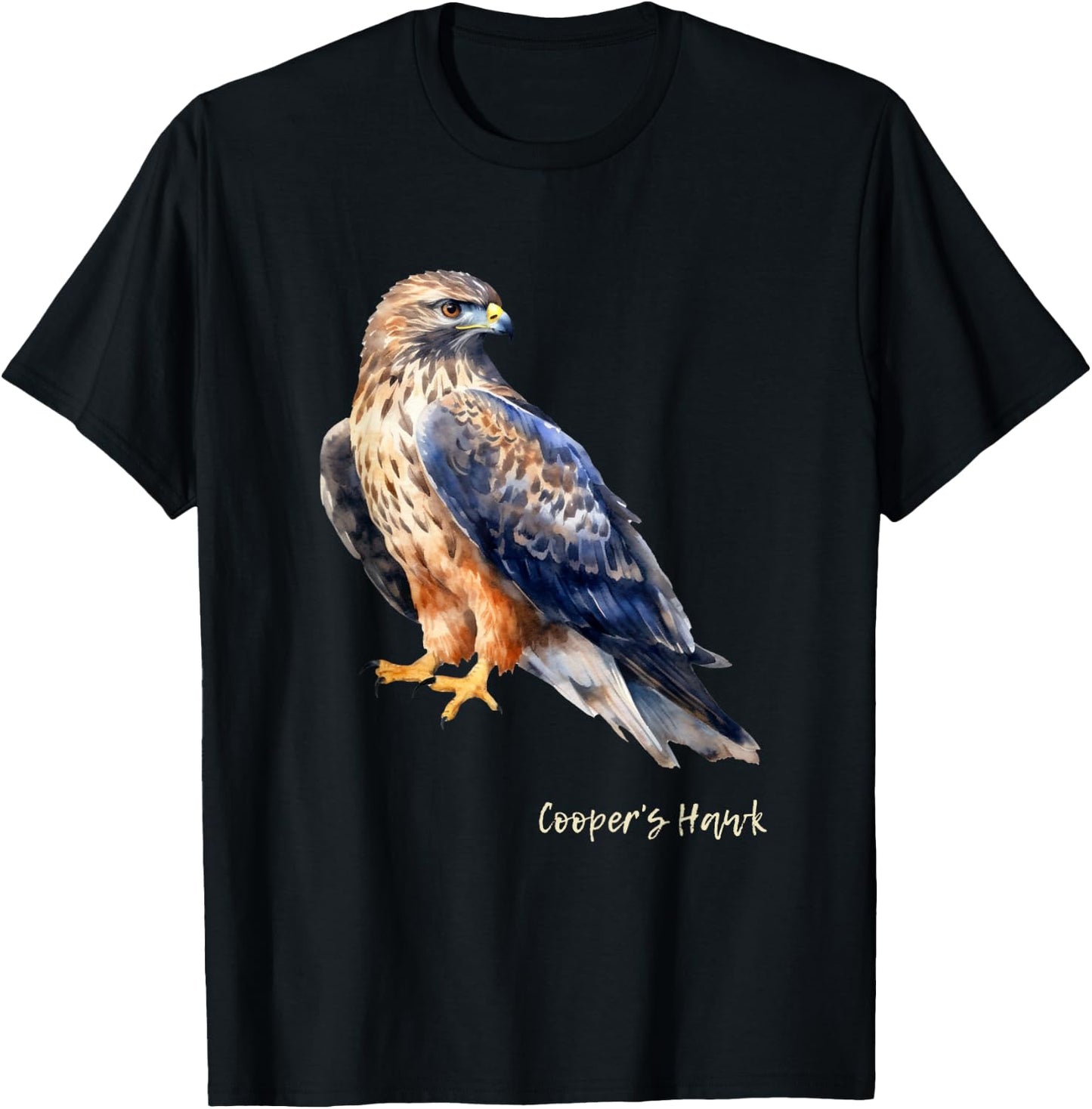 Cooper's Hawk Graphic Wildlife Birder T-Shirt - T-Shirt | Black