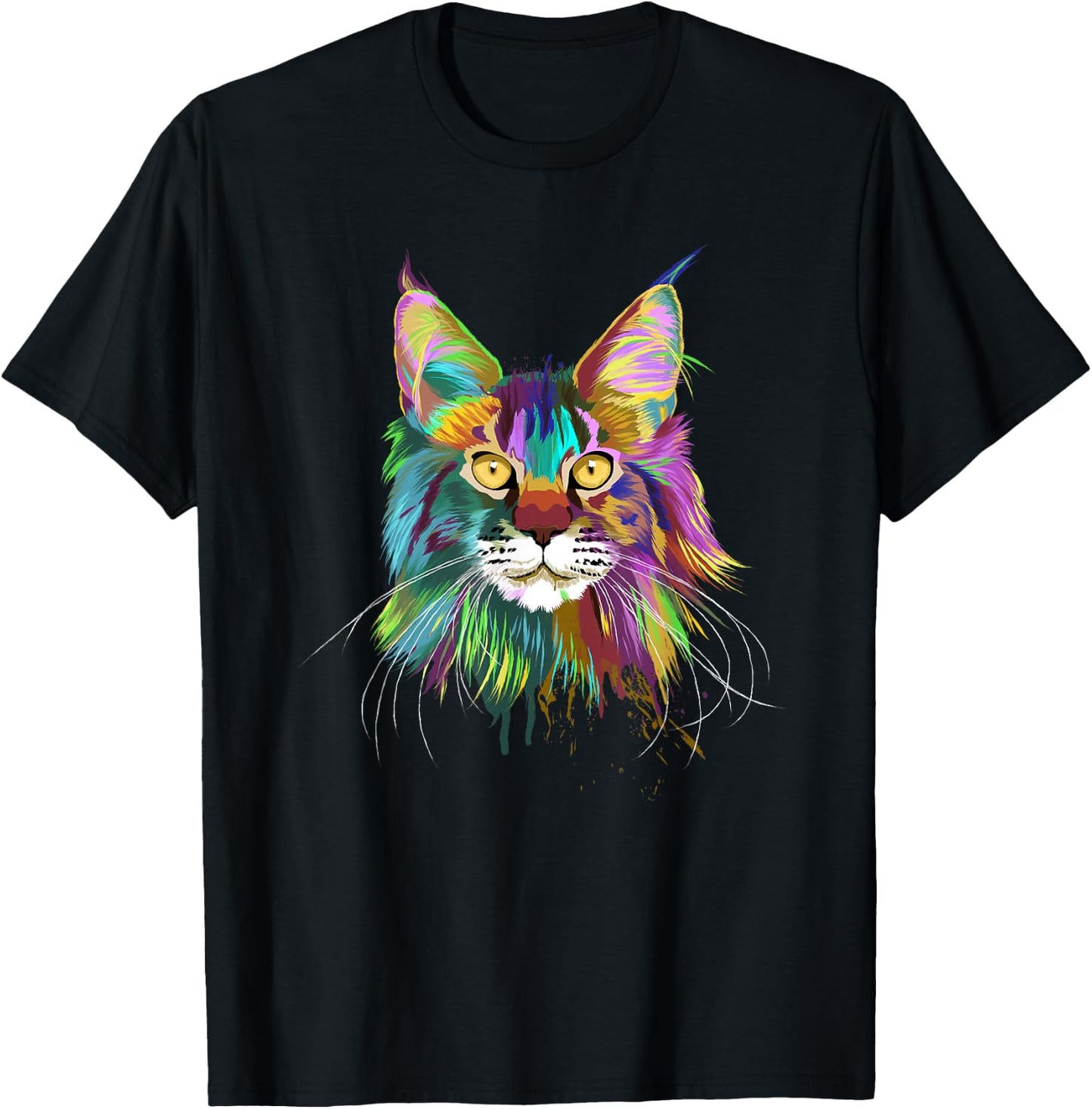 Splash Maine Coon Cat T-Shirt - T-Shirt | Black