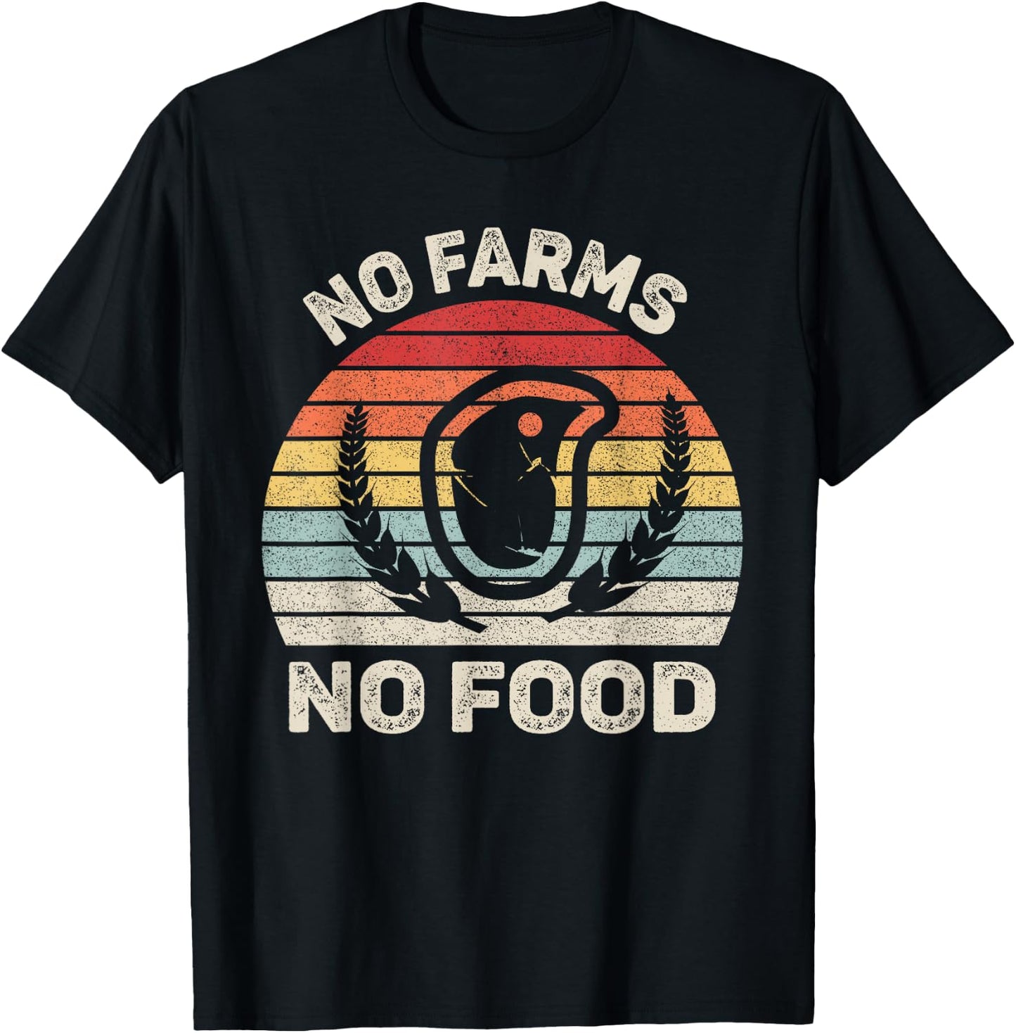 Vintage Retro No Farms No Food Shirt Farmer Local Activist T-Shirt - T-Shirt | Black