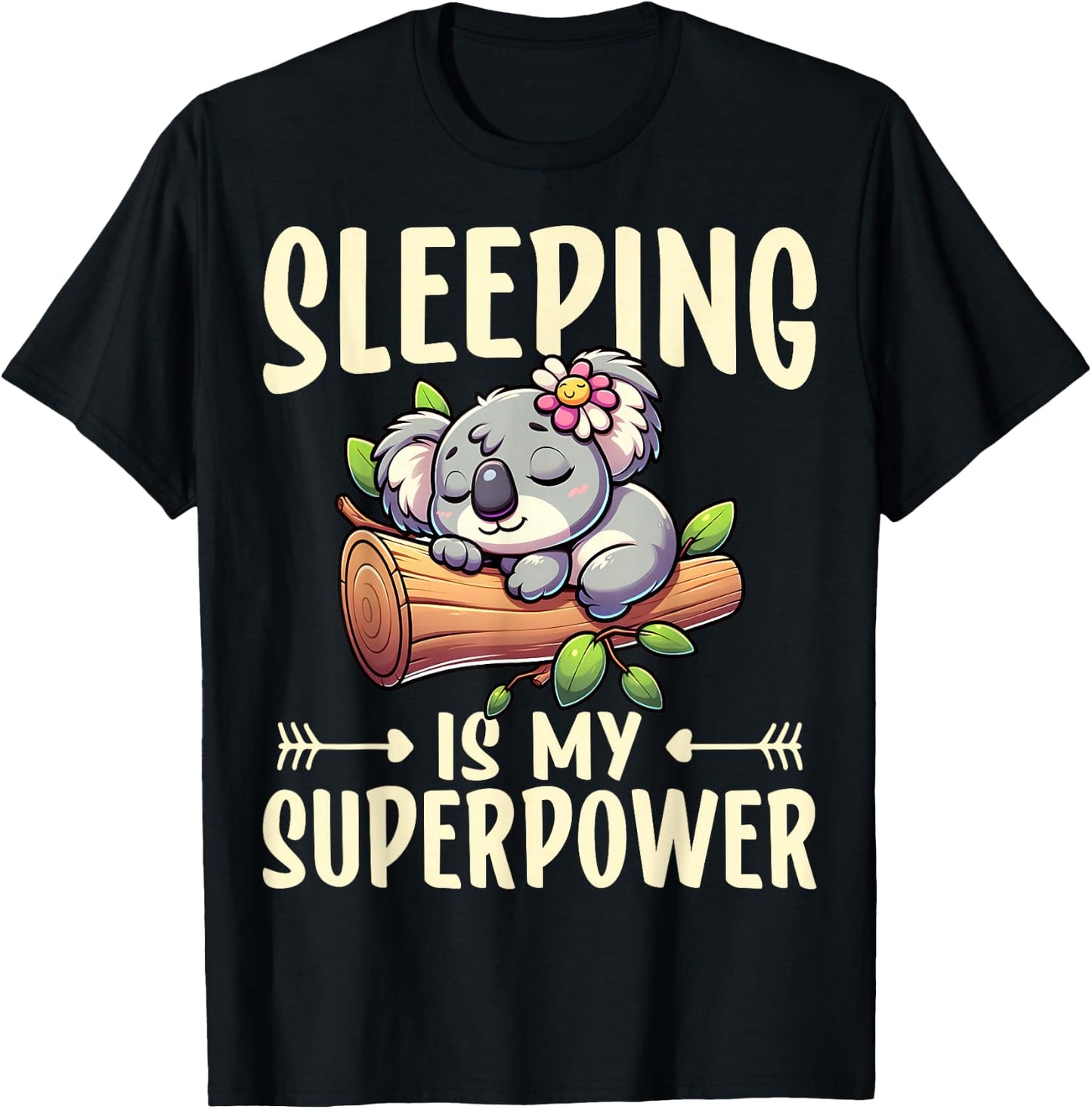Koala Bear - Sleeping Is My Superpower Sleeping Koala Lover T-Shirt - T-Shirt | Black