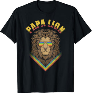 papa lion Retro for lovers lions in dad father's day animal T-Shirt - T-Shirt | Black