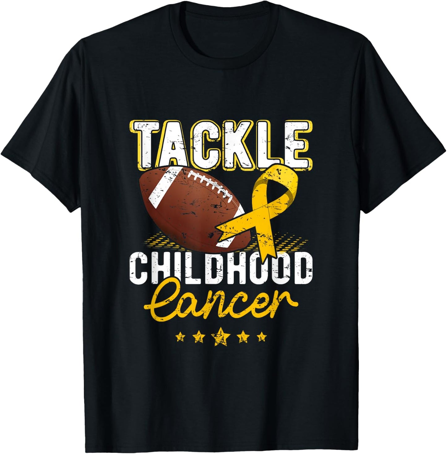 Childhood Tackle Childhood Cancer Awareness Football Gold T-Shirt - T-Shirt | Black