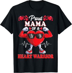 Proud Mama of a Heart Warrior CHD Awareness T-Shirt - T-Shirt | Black