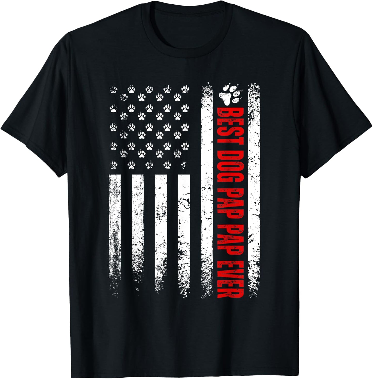 Best Dog Pap Pap Ever American Flag Family Father's Day T-Shirt - T-Shirt | Black
