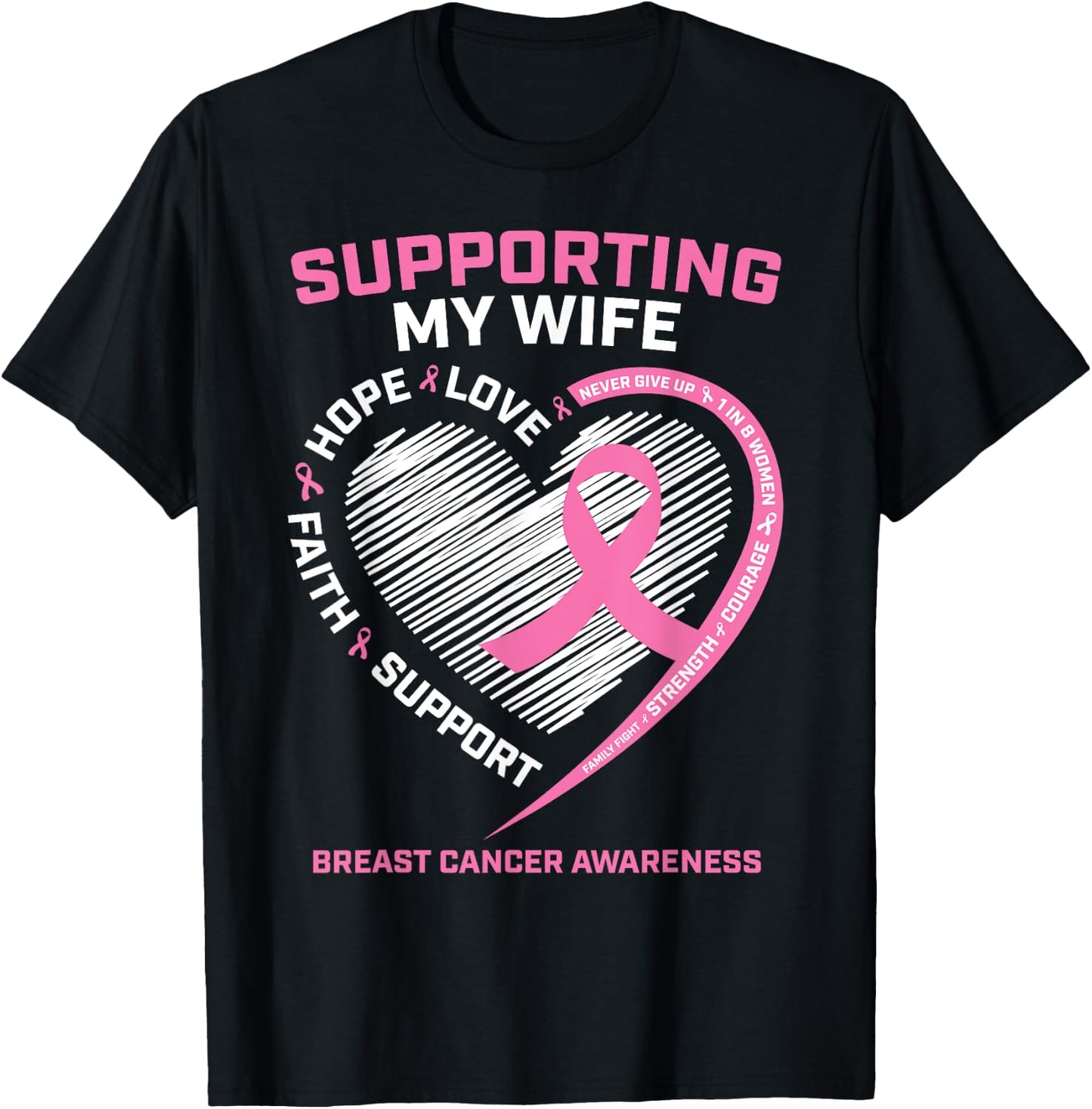 I Wear Pink For My Wife Breast Cancer Awareness Husband Men T-Shirt - T-Shirt | Black