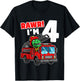 Kids Dinosaur Fire Truck 4th Birthday Boy T-Rex Firefighter 4 T-Shirt - T-Shirt | Black