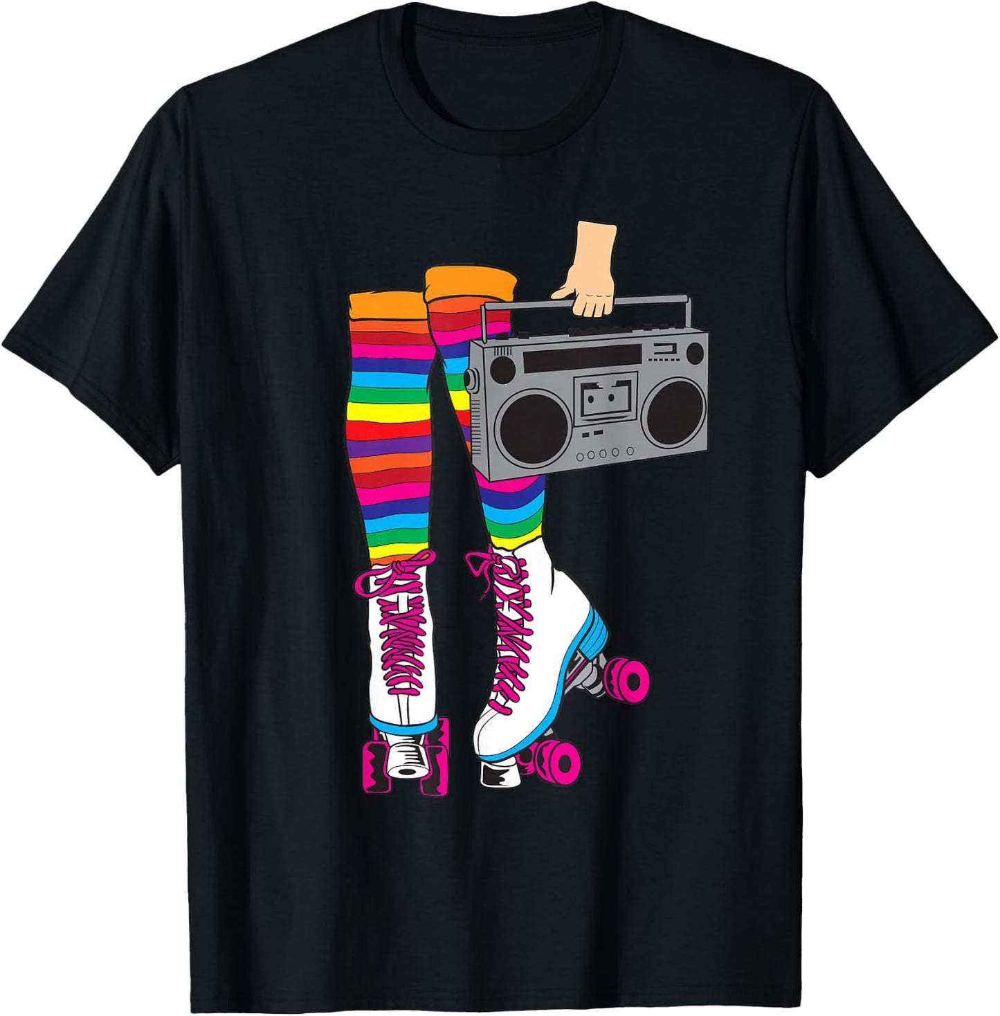 Retro Rollerskates Funny 80's Roller Disco Skating Girl Gift T-Shirt - T-Shirt | Black
