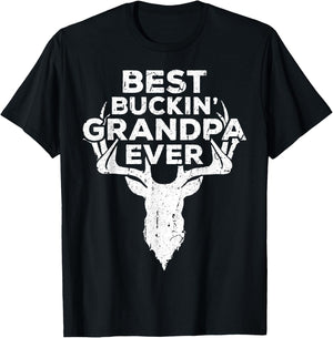 Best Buckin' Grandpa Ever Shirt Men Hunting Fathers Day T-Shirt - T-Shirt | Black