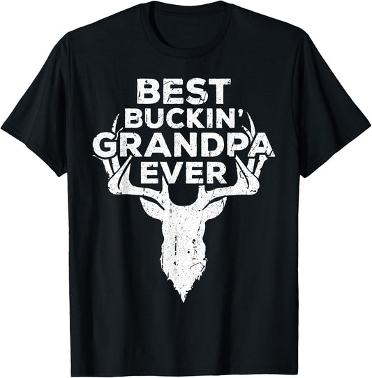 Best Buckin' Grandpa Ever Shirt Men Hunting Fathers Day T-Shirt - T-Shirt | Black
