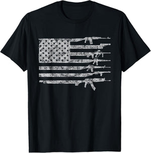 Vintage US American Flag USA Pro Gun Retro for Gun-Owners Women Men T-Shirt - T-Shirt | Black