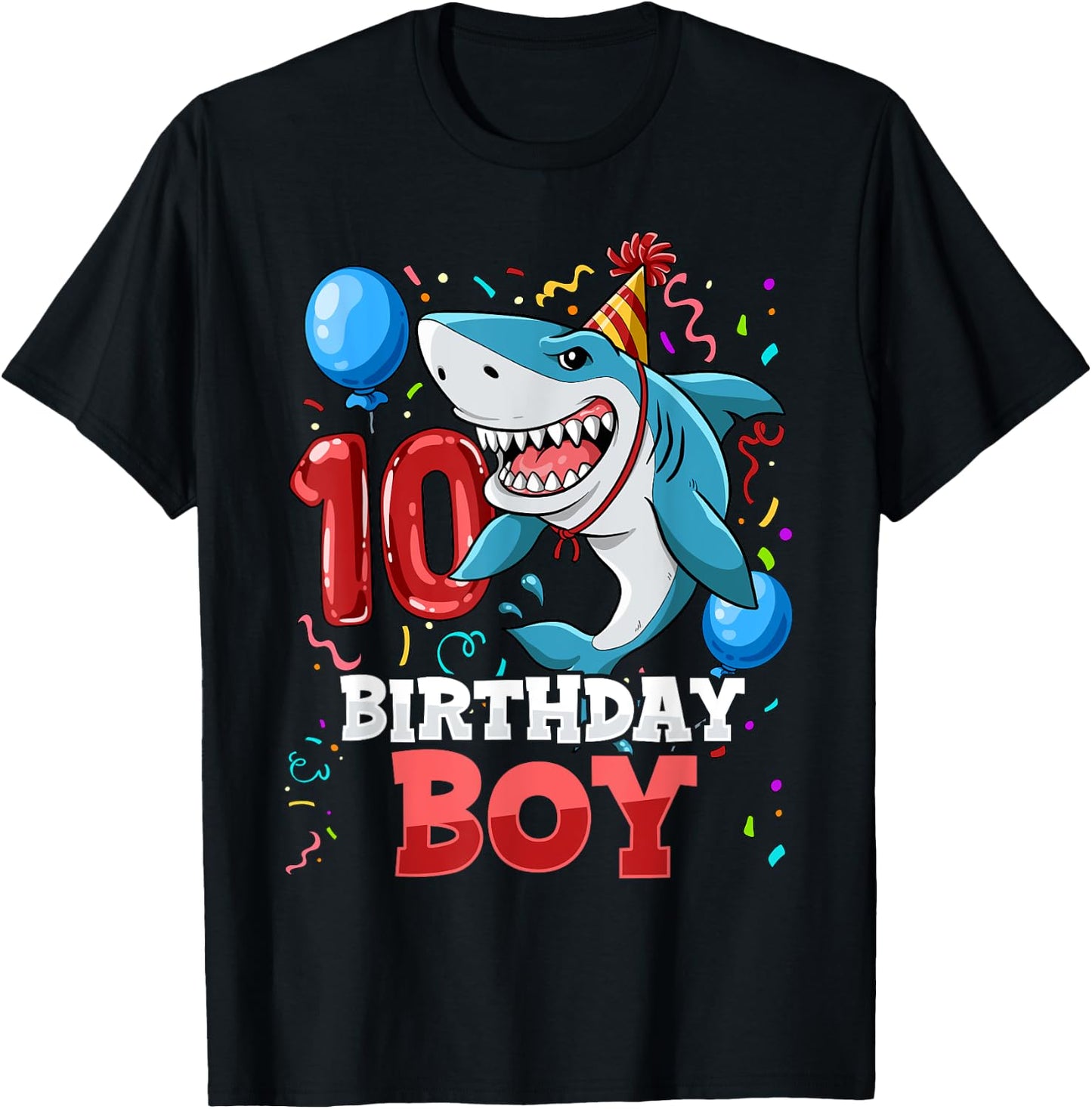 Shark 10th Birthday Boy T-Shirt - T-Shirt | Black