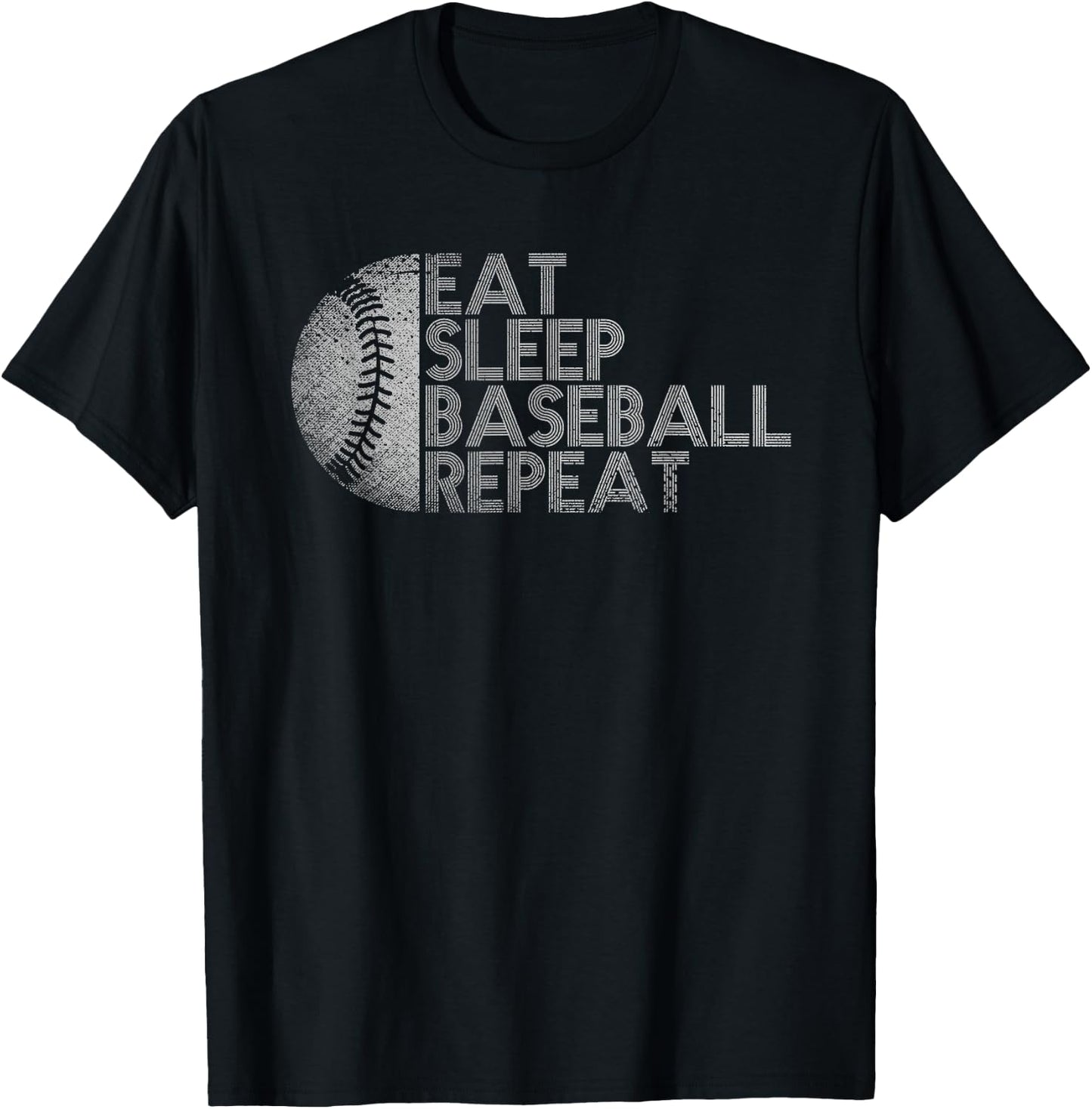 Eat Sleep Baseball Repeat Baseball Player Funny Baseball T-Shirt - T-Shirt | Black