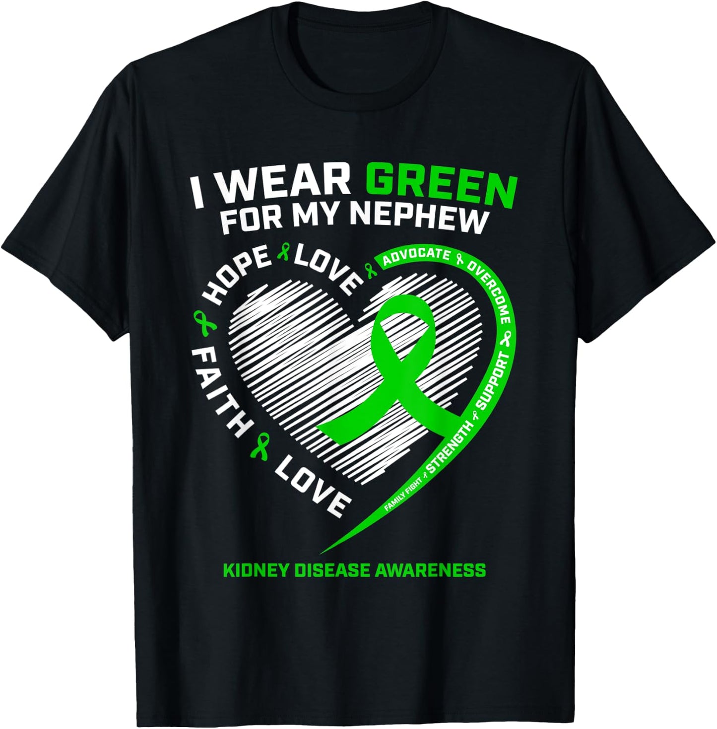 Nephew Kidney Disease Shirts Women Men Awareness Products T-Shirt - T-Shirt | Black