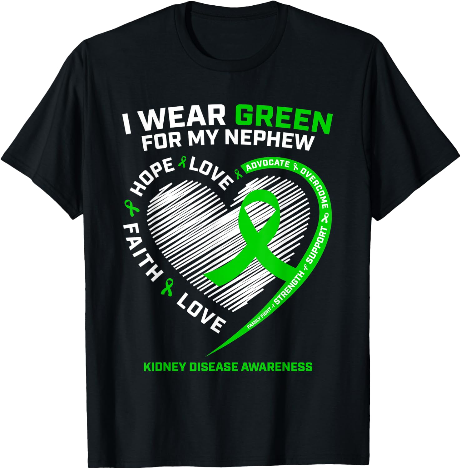 Nephew Kidney Disease Shirts Women Men Awareness Products T-Shirt - T-Shirt | Black