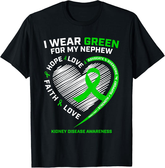 Nephew Kidney Disease Shirts Women Men Awareness Products T-Shirt - T-Shirt | Black