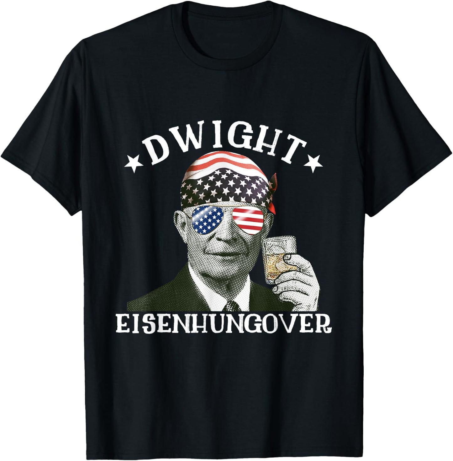 Dwight Eisenhungover Dwight Eisenhower Drinking Presidents T-Shirt - T-Shirt | Black