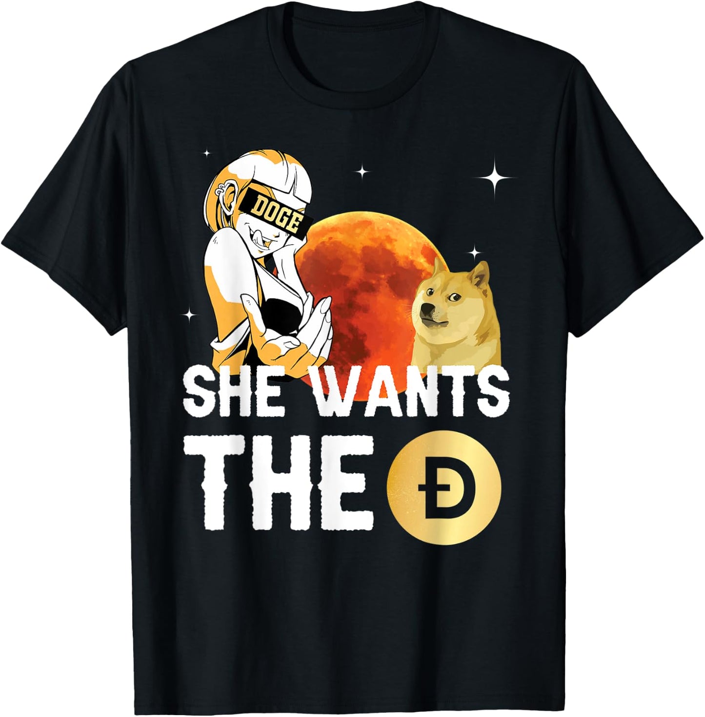 She Wants the Dogecoin Shirt, Hilarious Crypto to the Moon T-Shirt - T-Shirt | Black