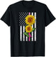 Sunflower US Flag Pink Ribbon Breast Cancer American Gift T-Shirt - T-Shirt | Black