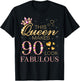 This Queen Makes 90 Look Fabulous 90th Birthday Queen B-Day T-Shirt - T-Shirt | Black