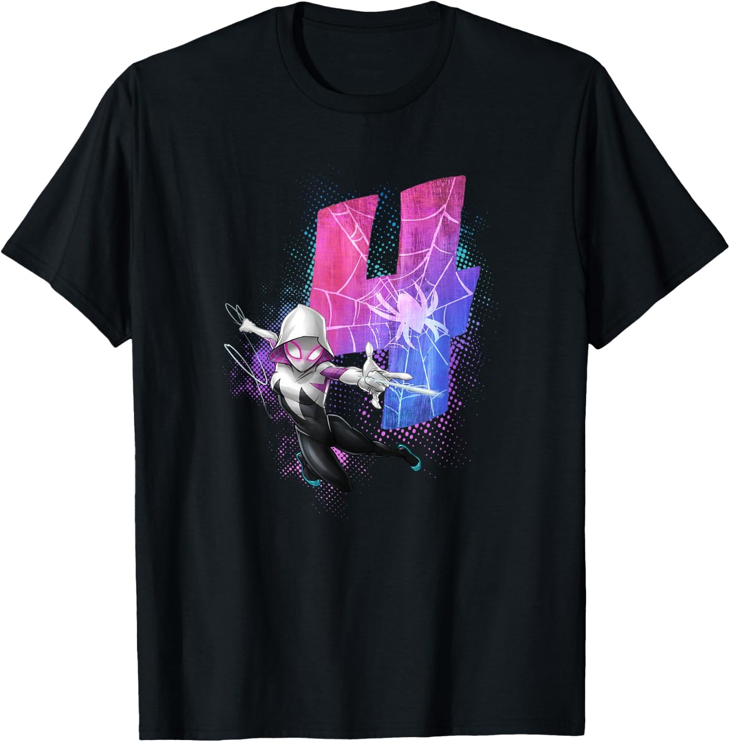 Marvel Ghost-Spider Gwen Stacy 4th Birthday Graphic T-Shirt - T-Shirt | Black