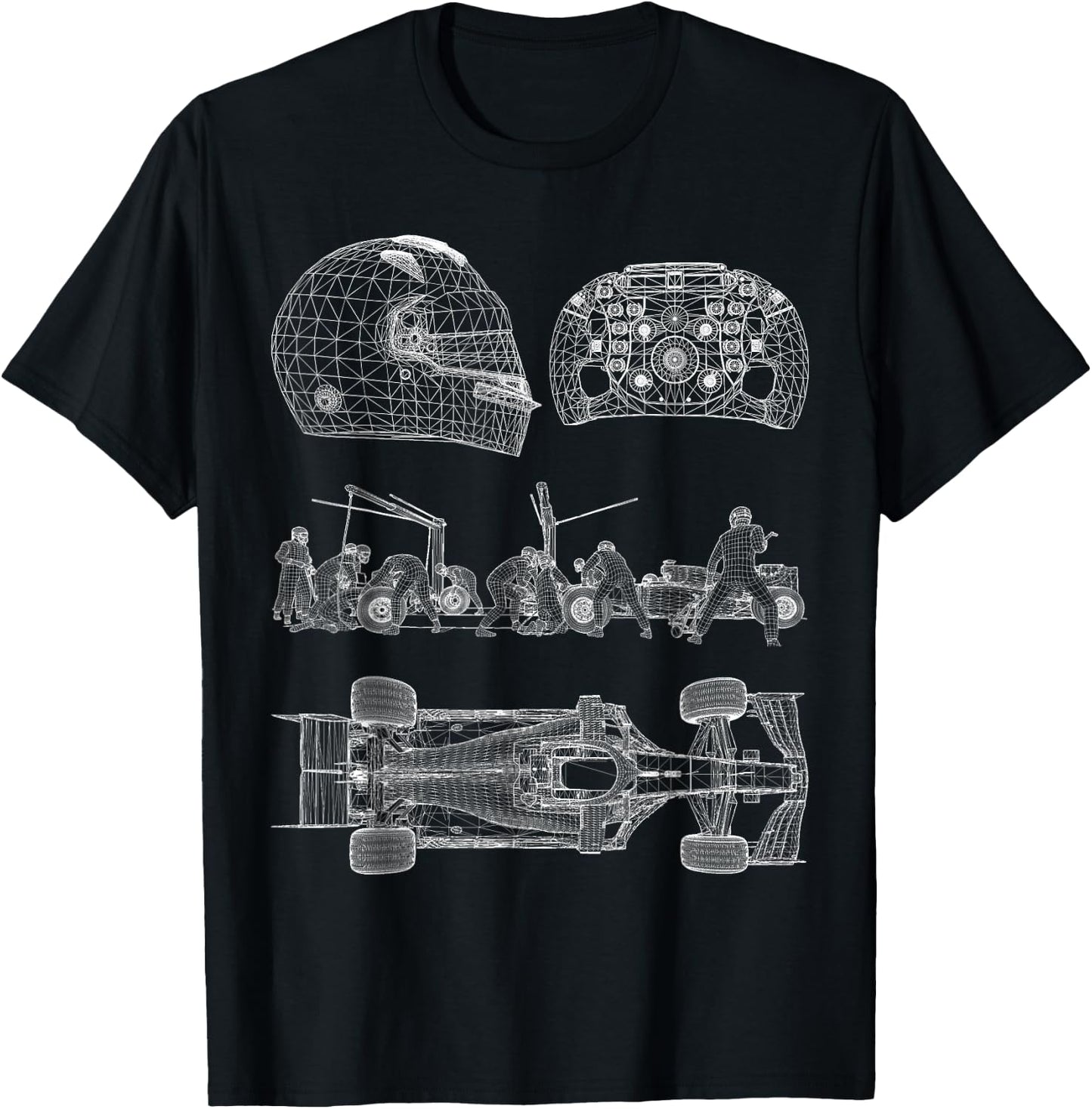 Blueprint Racing car Formula top driver wheel team helmet w T-Shirt - T-Shirt | Black