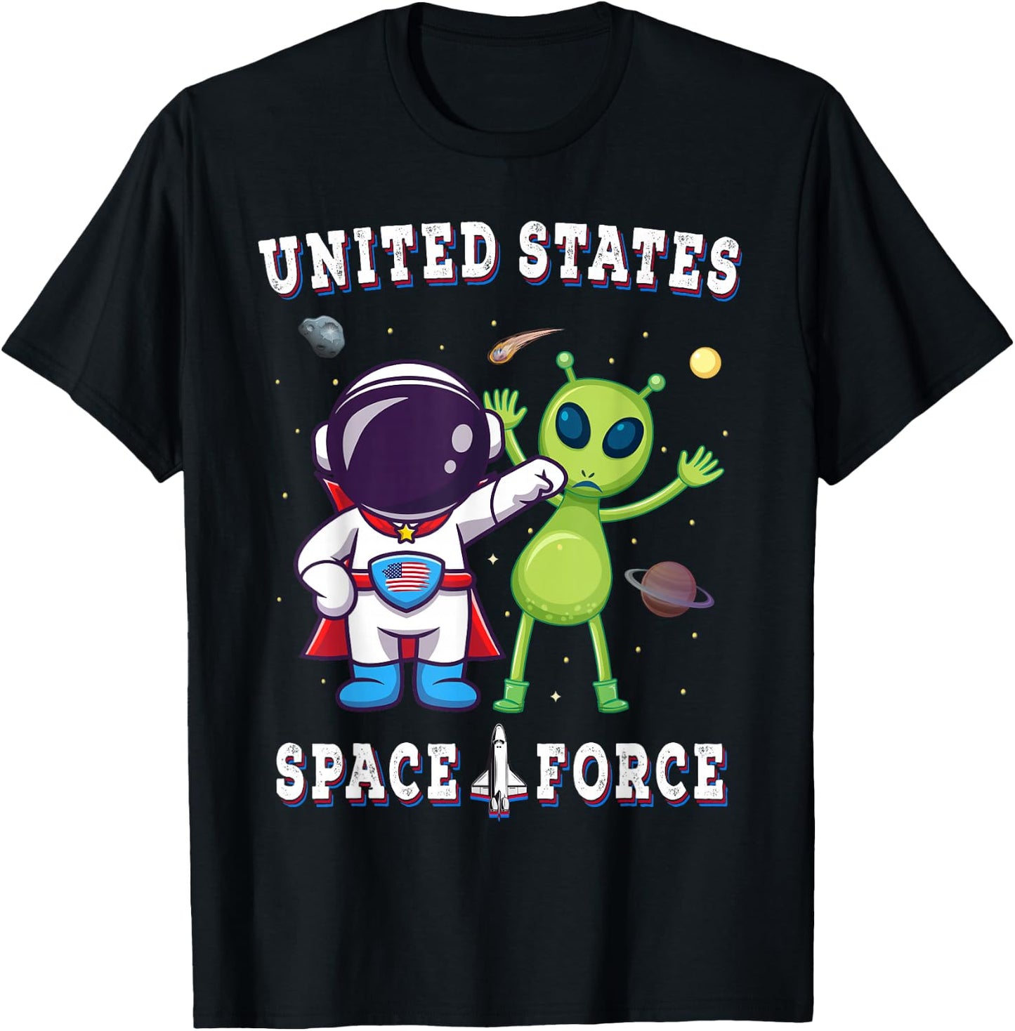 United States Space Force Funny Alien Military T-Shirt - T-Shirt | Black