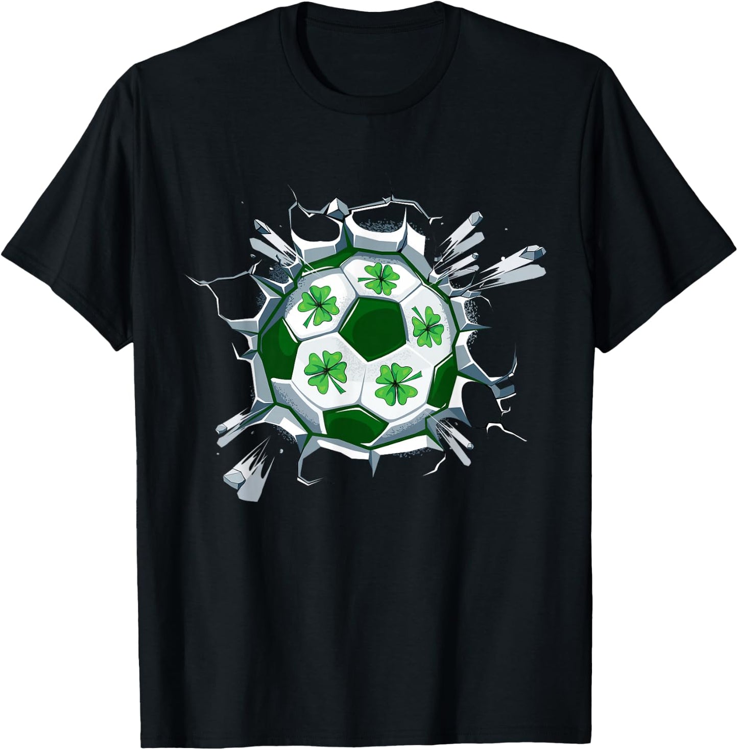Soccer St Patricks Day Leprechaun Shamrock Boys Kids T-Shirt - T-Shirt | Black