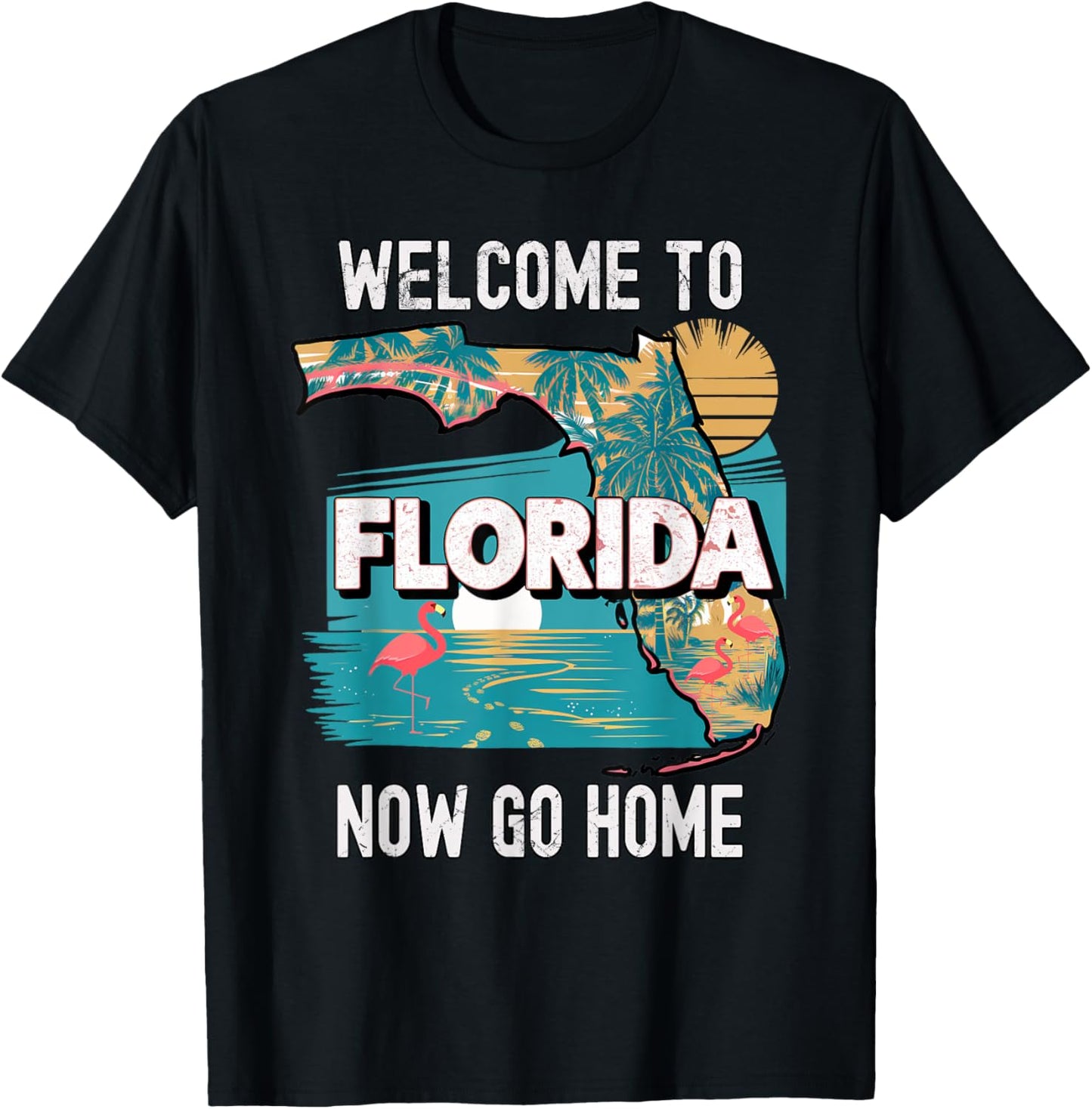 Funny Welcome To Florida Retro Design, Funny Florida T-Shirt - T-Shirt | Black