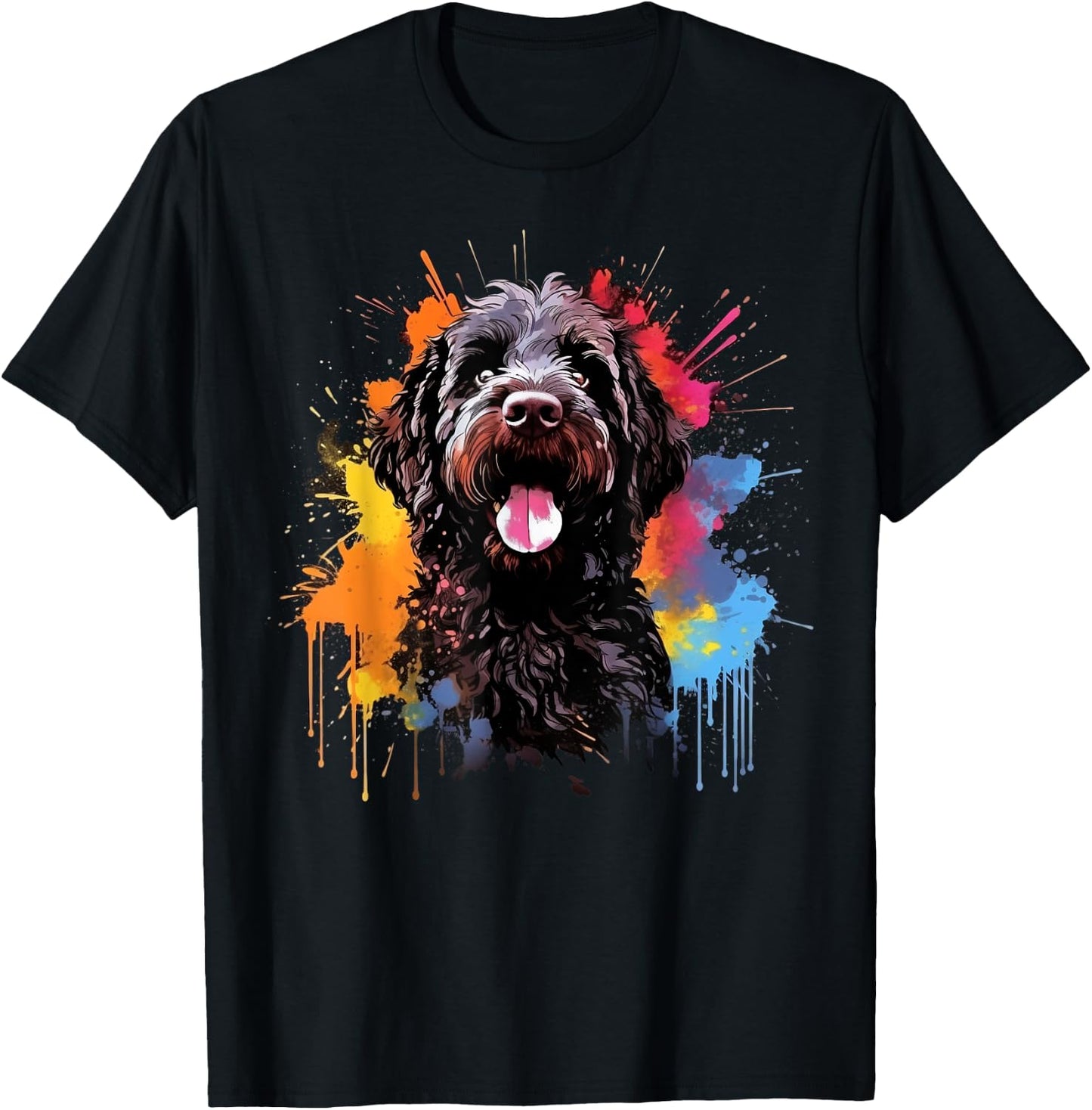 Colorful Portuguese Water dog T-Shirt - T-Shirt | Black