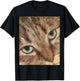 Cute Abstract Brown Tabby Cat Art with Green Eyes T-Shirt - T-Shirt | Black