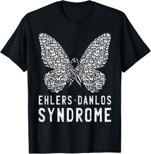 Butterfly Ehlers-Danlos Syndrome EDS Awareness Zebra Ribbon T-Shirt - T-Shirt | Black