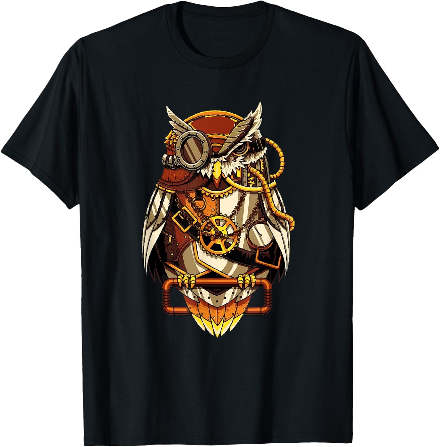 Steampunk Owl Art Bird Lovers T-Shirt - T-Shirt | Black