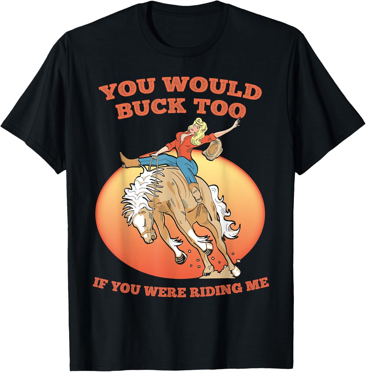 Funny Sexy Cowboy Riding Rodeo Horse Adult Country Western T-Shirt - T-Shirt | Black