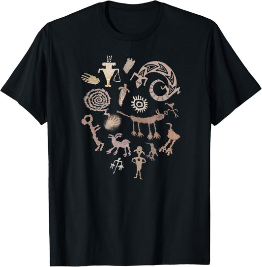 Multiple Petroglyphs! Rock carvings. T-Shirt - T-Shirt | Black
