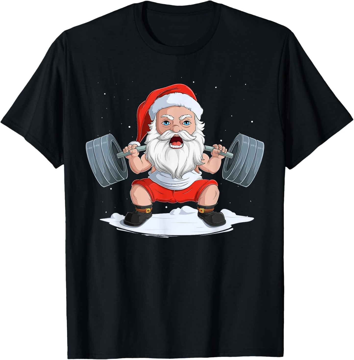 XMAS Christmas Santa Claus Weight Lifter Powerlifting T-Shirt - T-Shirt | Black